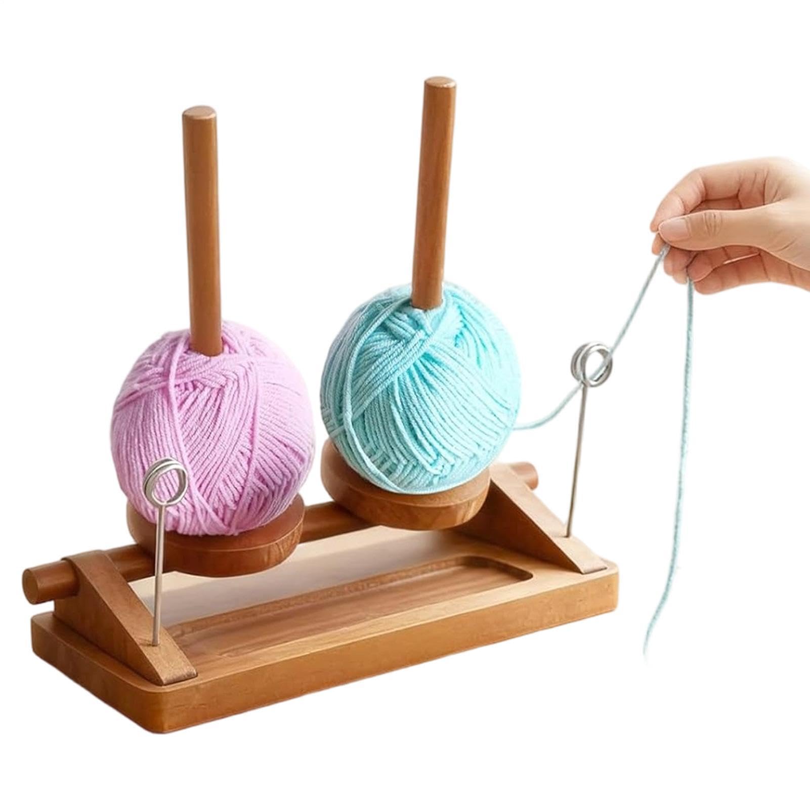 Pivot à fil pour crochet et tricot avec support rotatif à double broche en bois