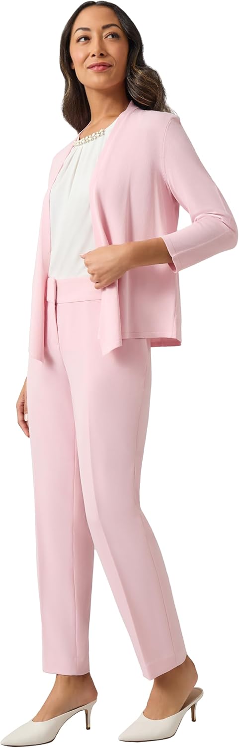 Kasper Women's Self Edge a Line Cardigan 3q Sleeves