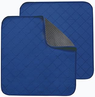 RIQINXIN Almohadillas absorbentes lavables para incontinencia, impermeables, para silla de incontinencia, 2 unidades, para adultos, sofá mayor, silla de ruedas, 21 x 22 pulgadas, color azul