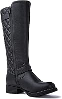 Vista 4 de GLOBALWIN Botas altas acolchadas hasta la rodilla para mujer, de tacón bajo, cómodas, a la moda, elegantes, botas de montar para mujer