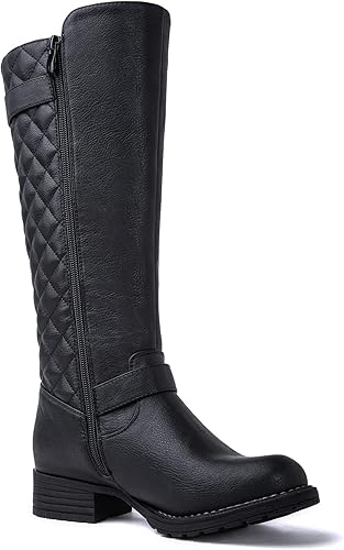 Miniatura 4 de GLOBALWIN Botas altas acolchadas hasta la rodilla para mujer, de tacón bajo, cómodas, a la moda, elegantes, botas de montar para mujer