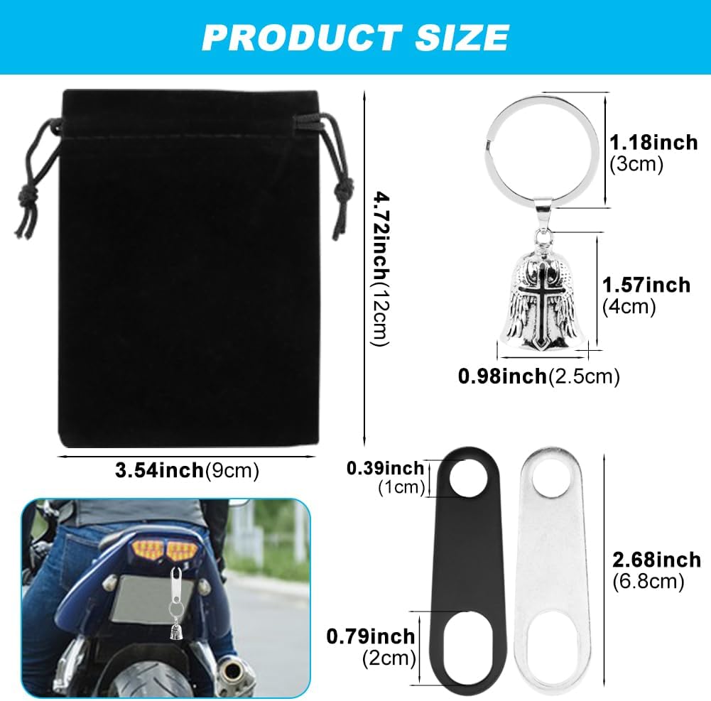 Motorcycle Bells for Bikers Guardians Angel Gremlin Bells, Good Luck Bells & Keyring Drive Safe Pendant - Image 2