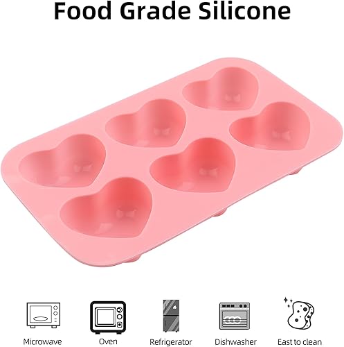 Miniatura 3 de EDUEE Moldes de silicona con forma de corazón, 3 moldes de chocolate con corazón para el día de San Valentín, para cubitos de hielo, resina, jabón,