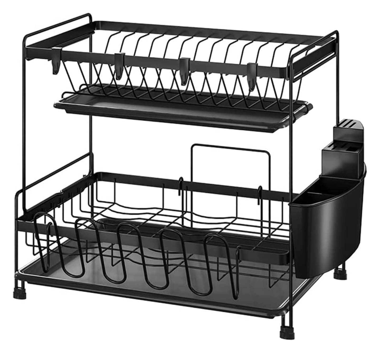 SaryEdge Dish Drainers Dish Drying Rack,2 Tier Dish Rack And Drainboard Set With Utensil Cutting Board Cup Holder,Dish Drainer,