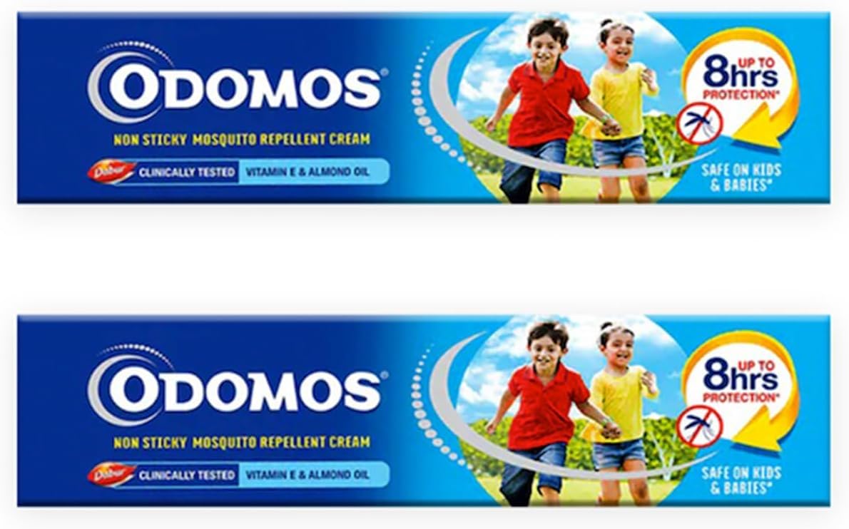 GenericOdomoos Mosquito Repellent Cream Vitamin-E & Almond - Non Sticky Mosquito Repellent Cream - 100 Grams Twin Pack [200 Grams Total]
