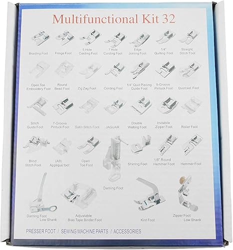 Miniatura 2 de TOVOT Juego de 32 pies prensatelas para máquina de coser doméstica para cantante, hermano, Janome y Kenmore, Babylock, máquinas de coser de caña baja