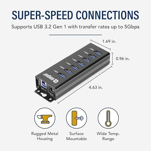 Miniatura 2 de Hub de datos de carga USB 3.2 Gen 1 de 7 puertos y montaje SuperSpeed