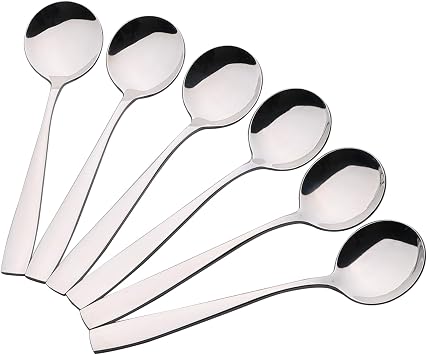 Begale 16-Piece Round Soup Spoon, Stainless Steel Bouillon Spoons