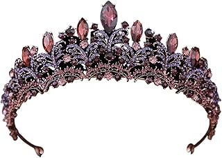 RHAIYAN Tiaras Nupciales de Cristal Azul de Color Dorado Barroco, Corona de Diamantes de imitación, Diadema, Velo, Tiara, Diadema de Novia, Accesorios for el Cabello de Boda (Color : Bronze Purple)
