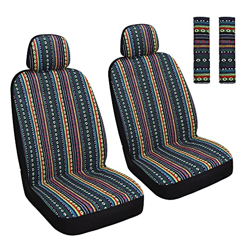 Baja-Saddle-Blanket-Car-Seat-Covers-Front-Set-with-Seat-Belt-Pads-Washable-Breathable-Seat-Covers-for-Cars-Universal-Fit-Interior-Covers-for-Most-Cars-Airbag-Compatible-RedBlue