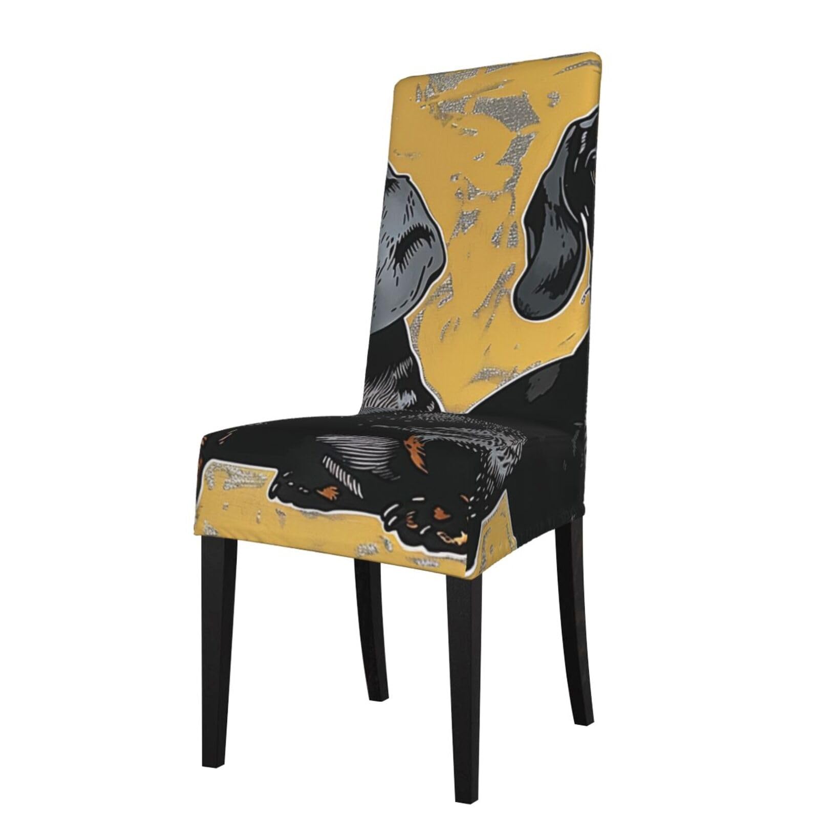 WPKJU Dachshund Print Dining Chair Covers Removable Chair Seat Covers Decorative for Kitchen & Bar Stools