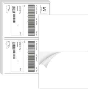 Aaiwa 4400 Premium Half Sheet Self-Adhesive Shipping Labels – 8.5×5.5″ (2 Per Sheet) – Laser/Inkjet