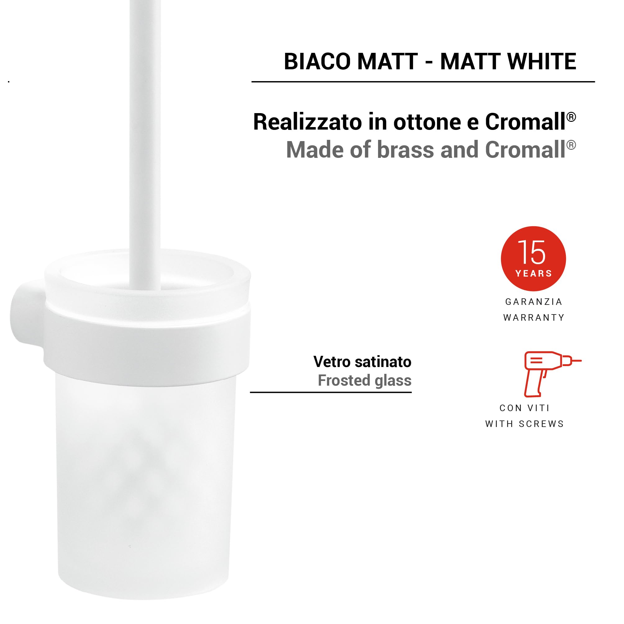 Portaspazzolino GEDY Tonga - Acciaio Inox E Vetro Satinato, Nero Opaco, Design Italiano - Foto 3