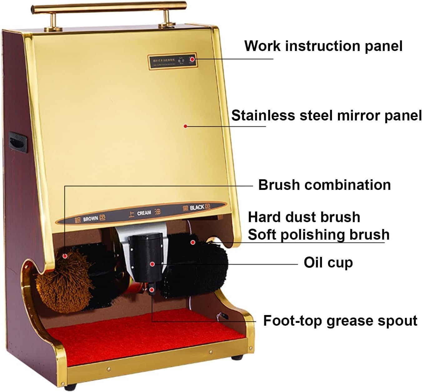 Shoe Polisher Fully Automatic, Fully Automatic Induction Hotel Hotel Lobby Company Shoe Shiner Shoe Brush Machine Electric Shoe Polisher Household Shoe Shine Electric (Silver