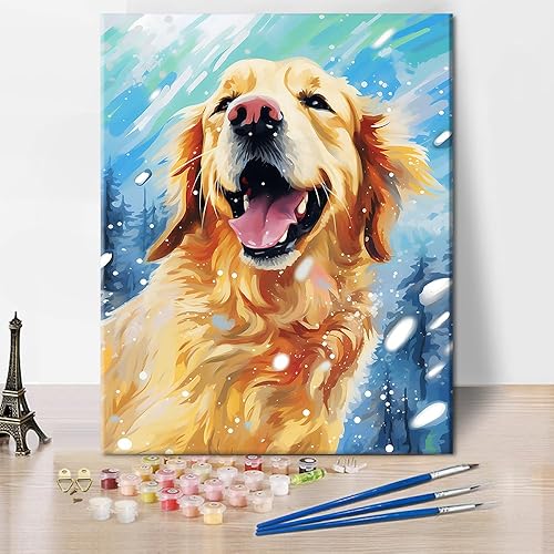TUMOVO Pintura por números para adultos, Golden Retriever, pintura por números, pintura acrílica DIY para adultos y niños, pintura por números niños