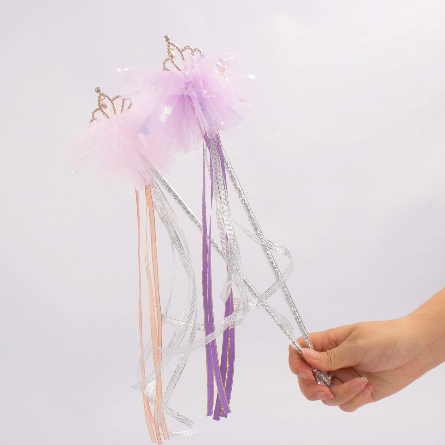 Miniatura 5 de Kit de varita mágica de hadas con borlas varita de princesa corona de encaje varitas de ángel para niñas cintas mágicas varitas serpentinas disfraz