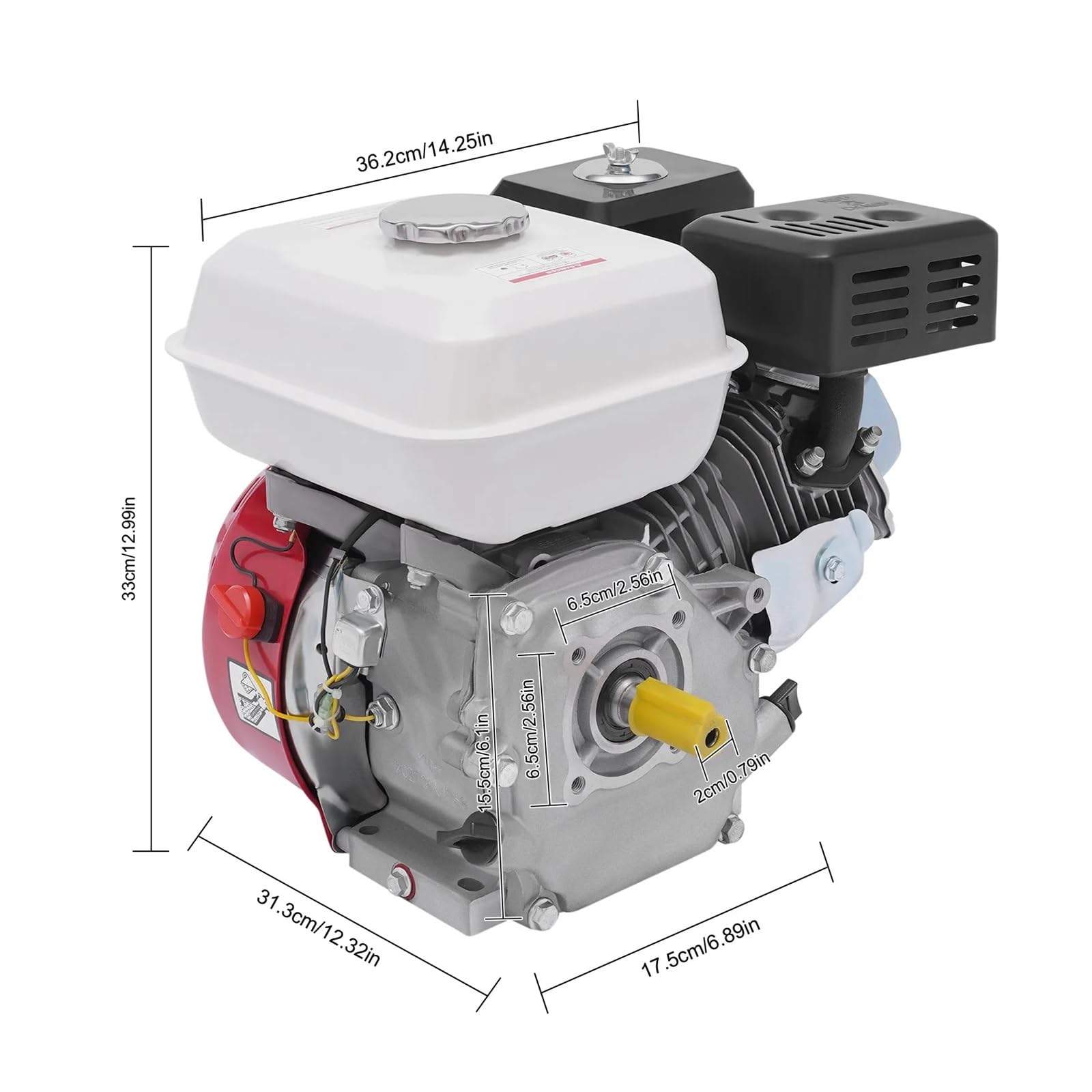 Generador De Gasolina 4 Tiempos, 1 Cilindro, Refrigeración por Aire, Motor Kart 7,5 HP, Rotavator, Hidrolavadora, 5100 W, 3600 RPM Rendimiento Potente