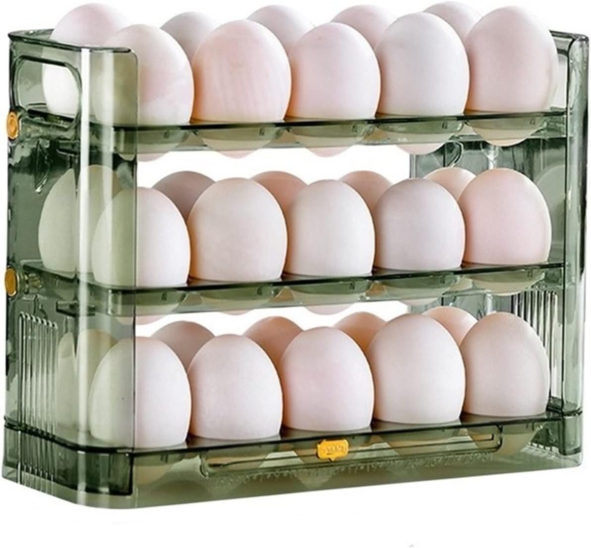 Egg Container for Refrigerator, 30-Grid Egg Holder for Refrigerator, 3-Layer Egg Organizer for Refrigerator (Color : Green) (Green)