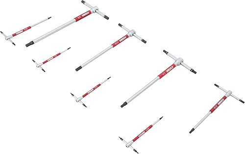 Miniatura 4 de Steelman Juego de llaves hexagonales Allen estándar de 8 piezas con mango en T, mangas giratorias libres, mango deslizante para acceso, puntas