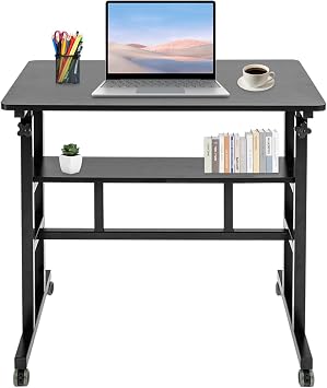 Floor Mount Mobile Standing Desk,Adjustable Computer Desk Rolling Laptop Cart,Portable Laptop Stand Tall Table,Small Standing Desk Drawing Desk,for Office,Living Room,Lounge,Study,Bedroom