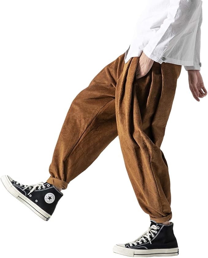 Amazon Kogarasi ワイドパンツ メンズ 袴パンツ コーデュロイ サルエルパンツ 秋 冬 ロング ズボン ビッグシルエット ストライプ 無地 カジュアル おしゃれ ゆったり 大きいサイズ ロングパンツ 通販