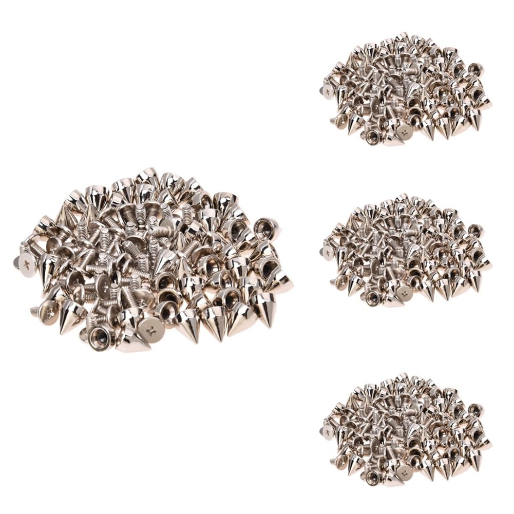 Jnchdghwa Silver 250Pcs Metal Cone Screwback Spikes Stud Leather Cloth Craft Diy Goth Punk Spot