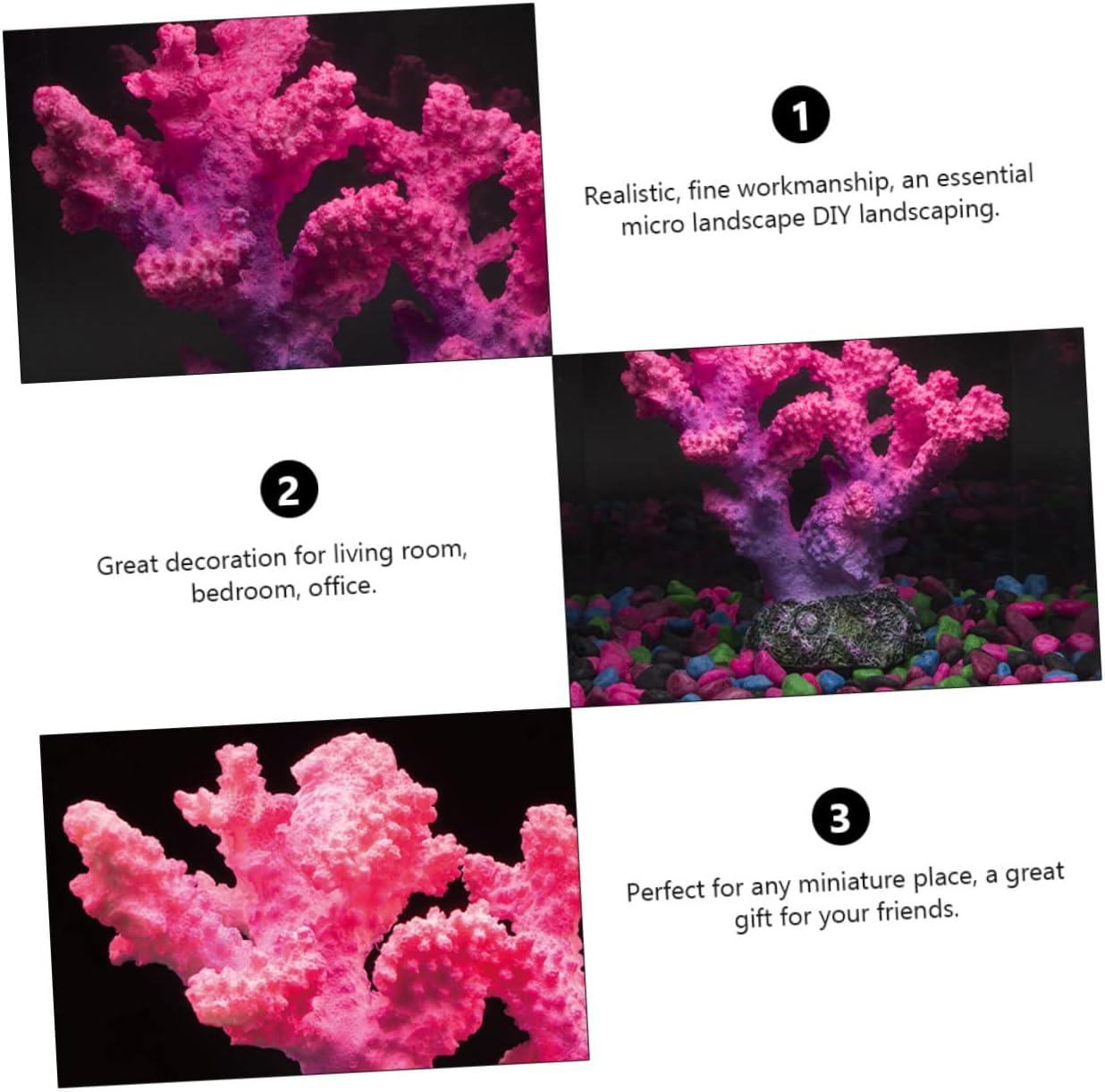 Fish Tank Decoration 3 Pcs Coral Ornaments Artificial Resin Rockery Simulation Coral