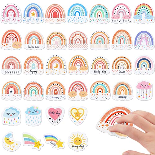 36 Pieces Anxiety Sensory Stickers Strip Stickers Tactile Stress Relief Textured Strips Toys Adhesive for Focus Calming Grounding Desk Classroom Laptop Adults Teens, Boho Rainbow