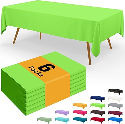 Miniatura 93 de Smiry - Juego de 6 manteles desechables, manteles rectangulares impermeables de 54 x 108 pulgadas para fiestas, mantel de plástico decorativo, a