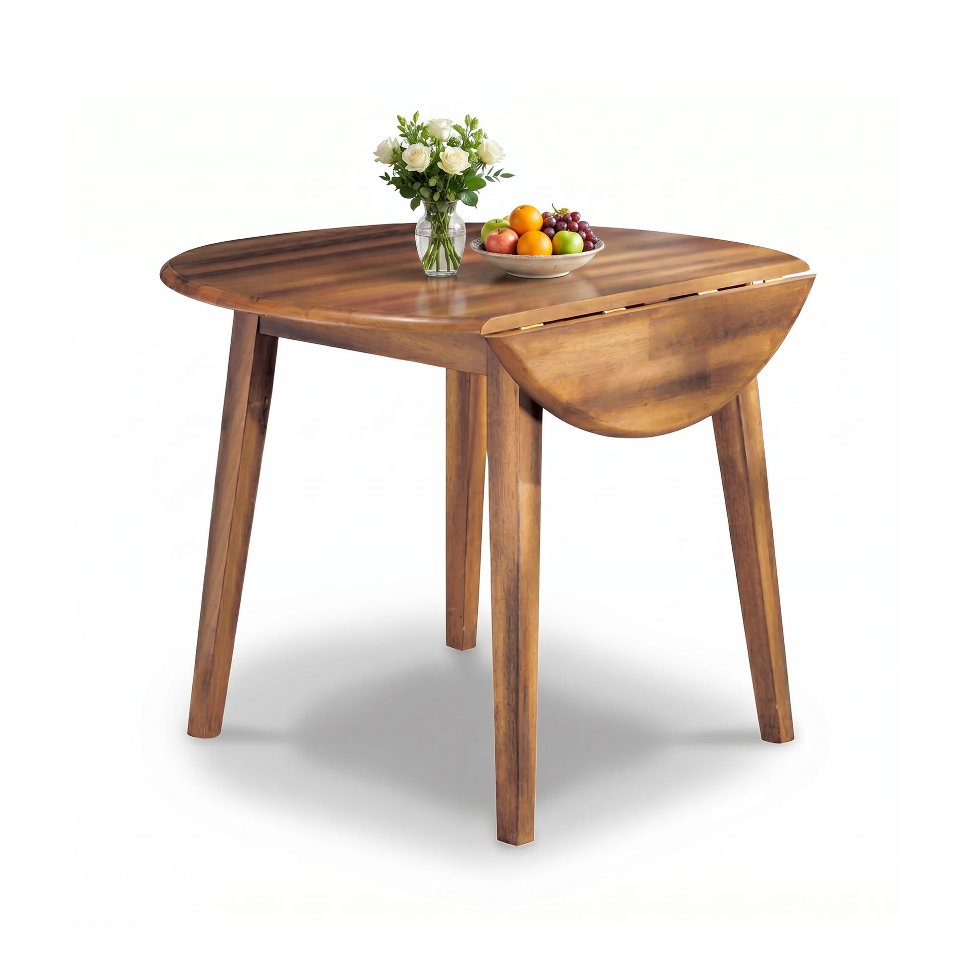 Signature Design by Ashley Dining Drop Leaf Table, 42-Inch Round, Brown