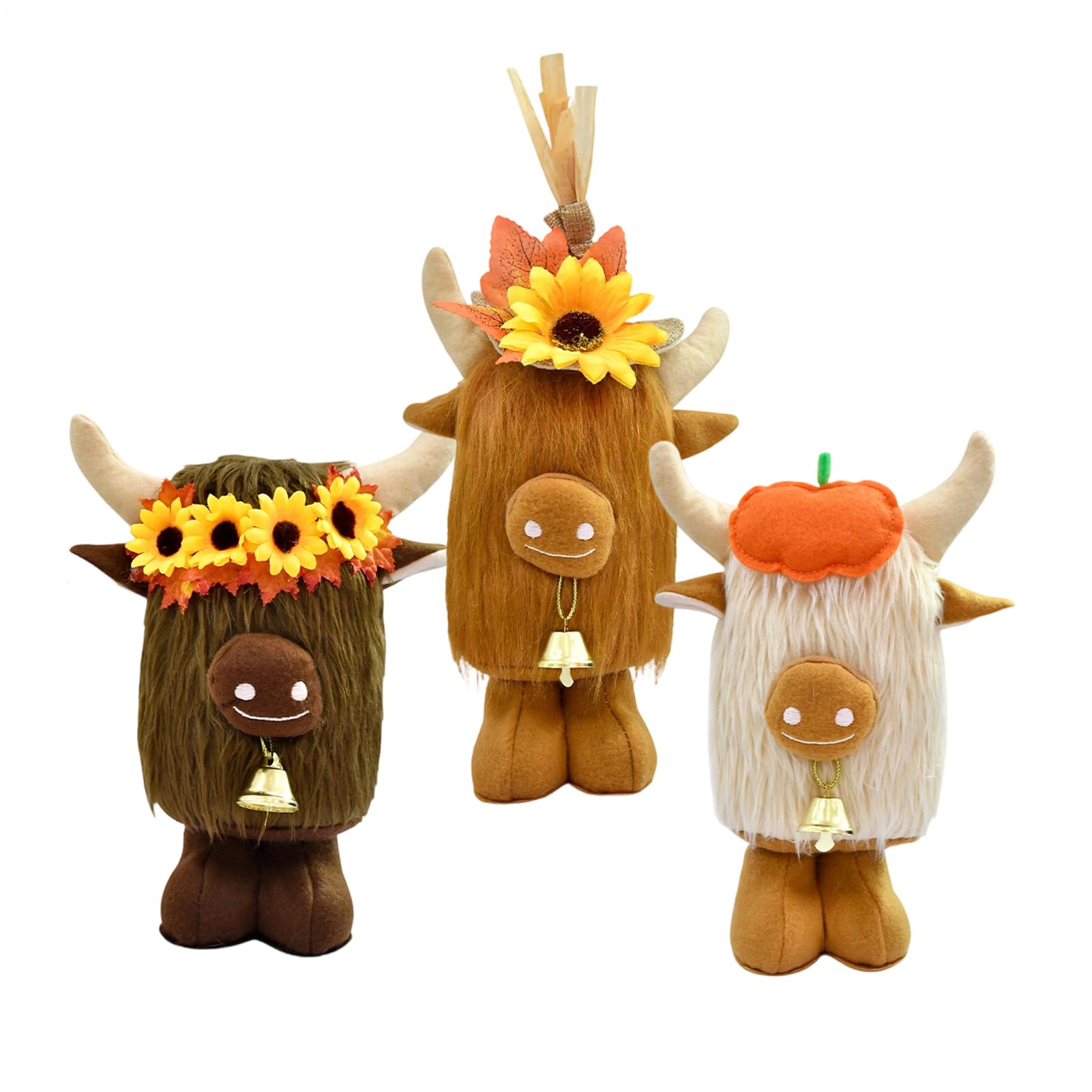 Lot de 3 peluches de vache de 38,4 cm pour décoration saisonnière de maison