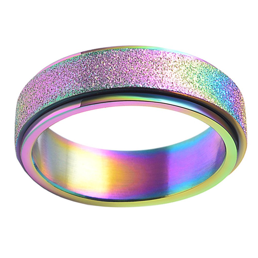 PAURO Women's Men's 2mm/4mm/6mm/8mm Sandblast Finish Lucky Worry Ring Band
