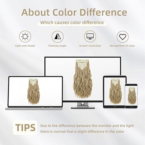 Miniatura 38 de Synthetic Clip in Hair Extensions, 6PCS Natural &Soft Hair& Blends Well Lonng Wavy Hairpieces(20inch,6pcs, Black with Brown Highlights)