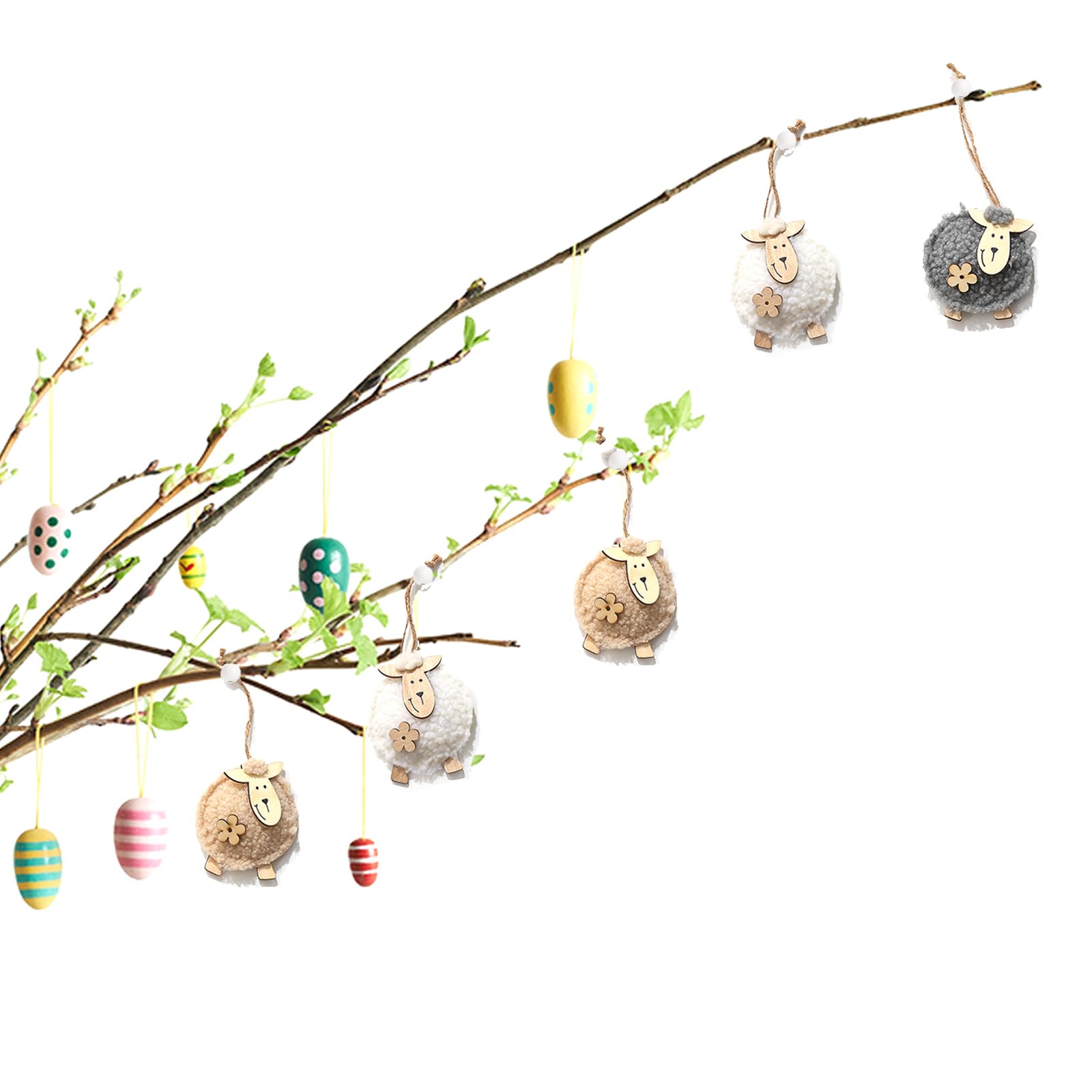 Logbuch-Verlag 3 schapen hangers paashangers houten hanger 9 cm paasdecoratie paaslam paashanger wolschaap