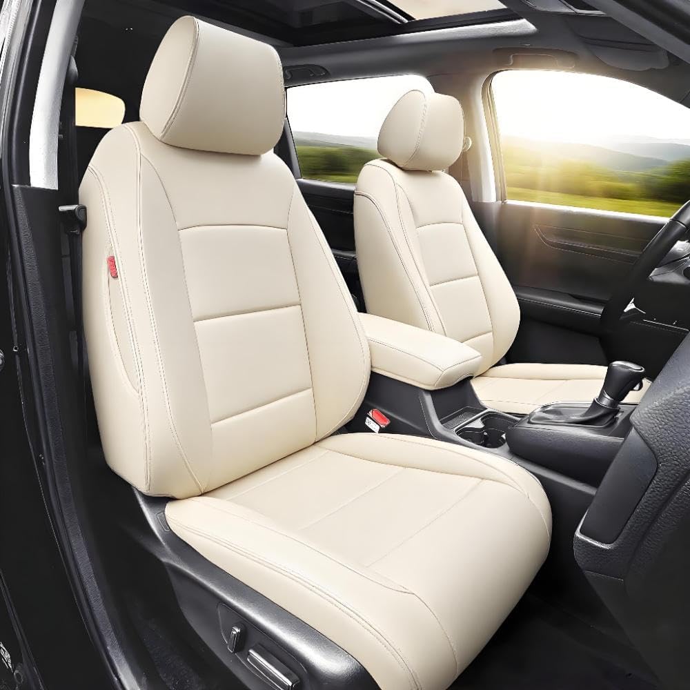 Custom Fit CRV Seat Cover for Honda CR-V 2023-2026 LX EX EX-L Sport Touring Hybrid,Faux Leather,2-Row Full Set,(Beige) Beige 2023-2026 CRV