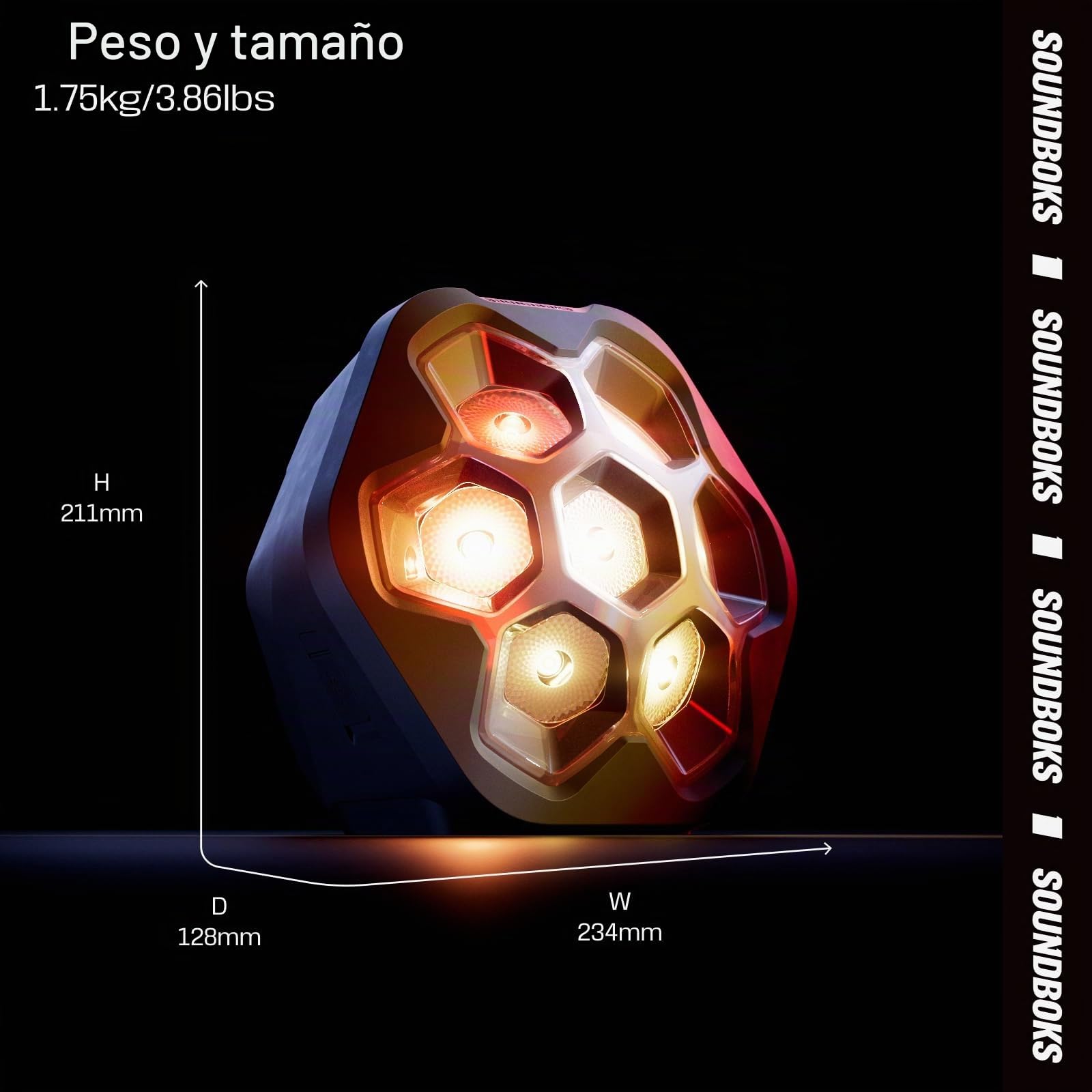 SOUNDBOKS Lightboks Luz de fiesta portátil, compatible con todos los altavoces, luz controlada por música, audio reactivo con control de aplicación, IP65 resistente al agua, conexión TeamUp ideal para
