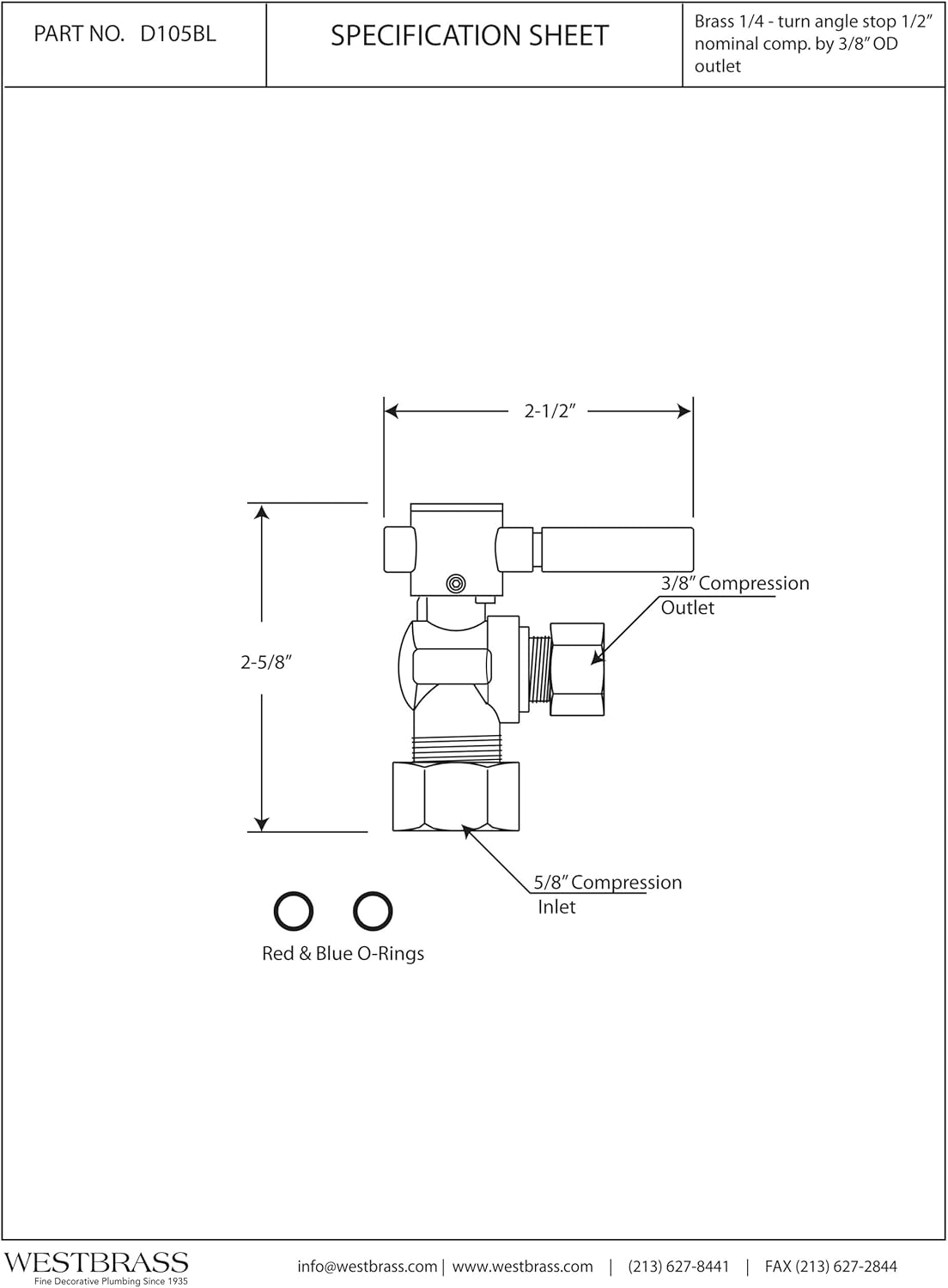 Westbrass D105BL-2-62 1/4-Turn Lever Handle Angle Stop Shut Off Valve, 5/8" OD x 3/8" OD, Matte Black (2-Pack)