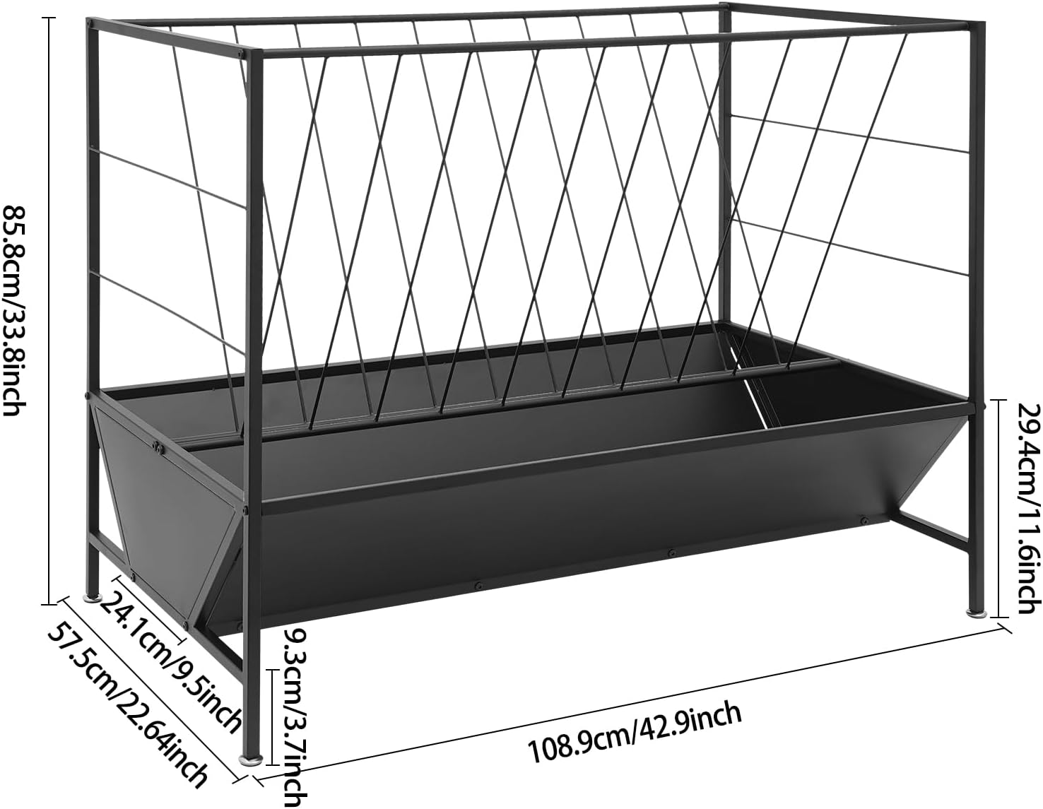 50 Gal Pasture Hay Feeder, 2-in-1 Heavy-Duty Hay Grain Livestock Feeder, Livestock Feeding Trough with 30 Gallon Feed Pan, Easy to Assemble and Carry for Feeding Goats, Calves, Cow, Horse