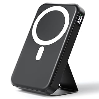 Powerbank für Magsafe, Magnetische Power Bank 10000mAh, PD 22.5W USB-A Ausgabe, Kabelloses Tragbares Ladegerät mit Typ-C-Eingang & Ausgang, Externe Handyakkus LED-Anzeige für iPhone 17/16/15/14/13/12 - Amazon product rated Grade A