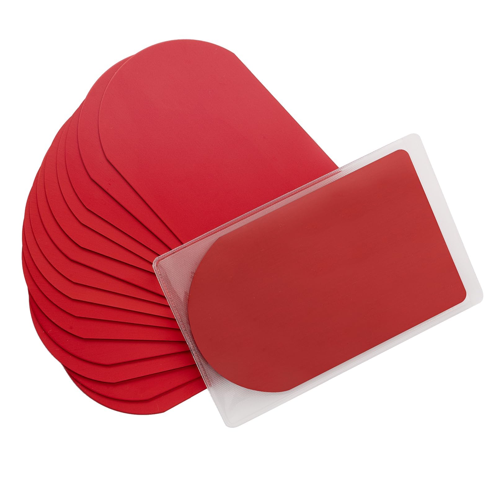 Visitenkarten aus dickem Aluminium, eloxiertes Aluminium, 86 x 54 x 0,8 mm, 15 Stück, inklusive Schutzhüllen (matt) (rot)