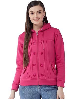 Pivl Casual Solid Full Sleeves Stylish Women Fleece Jacket with zip for winter II Zipper Hoodie II Hooded Neck II Winter
