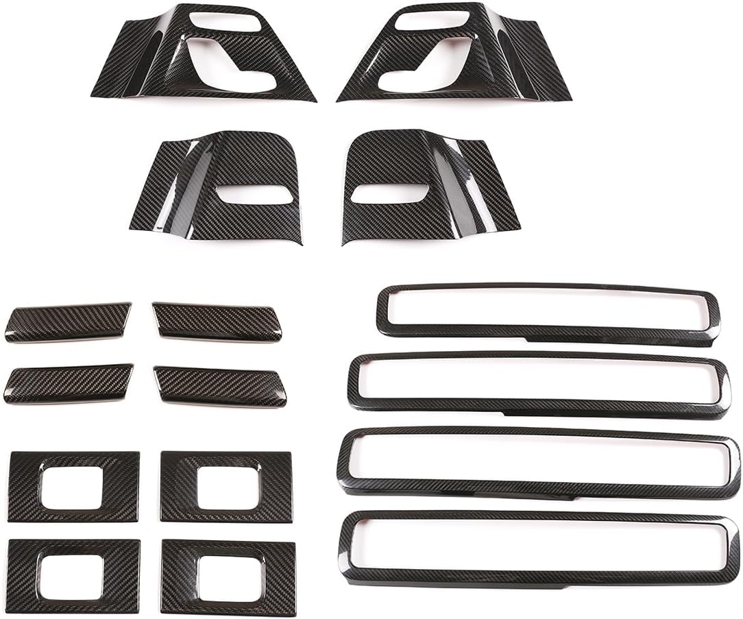 Suitable for 2019 to 2025 Mercedes-Benz G-Class W464 Door Handle Panel Cover Decorative Kit, Real Carbon Fiber Interior Accessory Protection Frame (Black Carbon Fiber Kit)