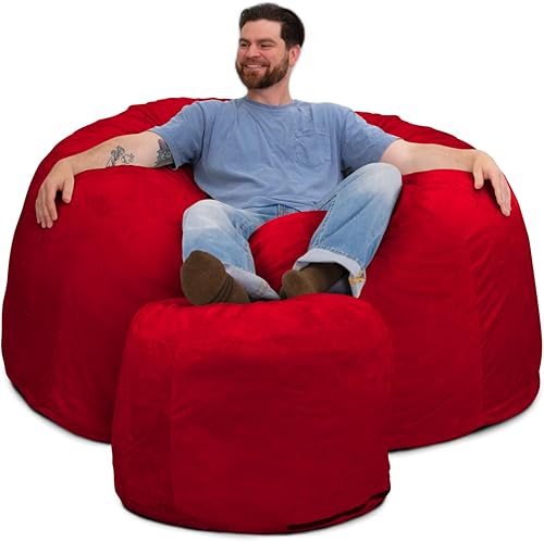 Miniatura 19 de Ultimate Sack - Puf con taburete para pies en varios tamaños y colores: Muebles gigantes con relleno de espuma: fundas lavables a máquina, costuras
