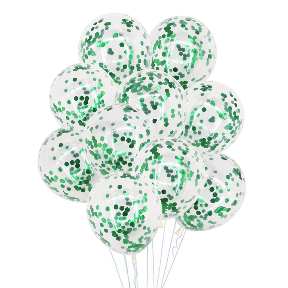 Time to Sparkle 100pcs 12'' Confetti Party Latex Balloons for Birthday Wedding Shower Christmas Decorations, Confetti-Green