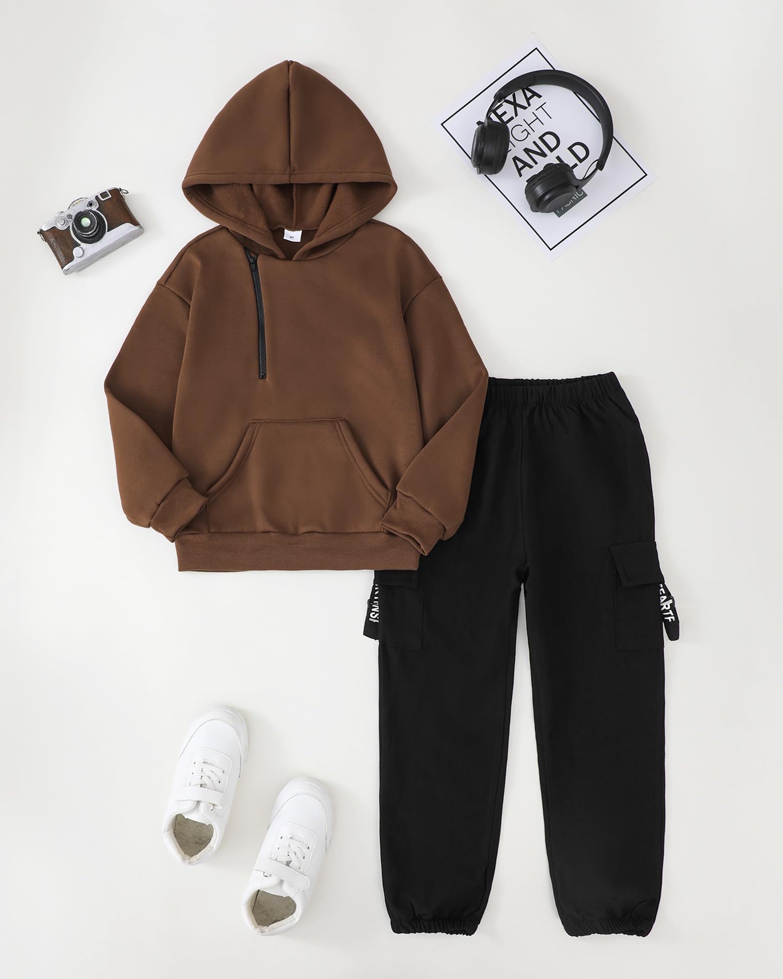 Ropa para niños y niños, ropa de otoño e invierno, manga larga, forro polar con capucha, sudadera y pantalones deportivos