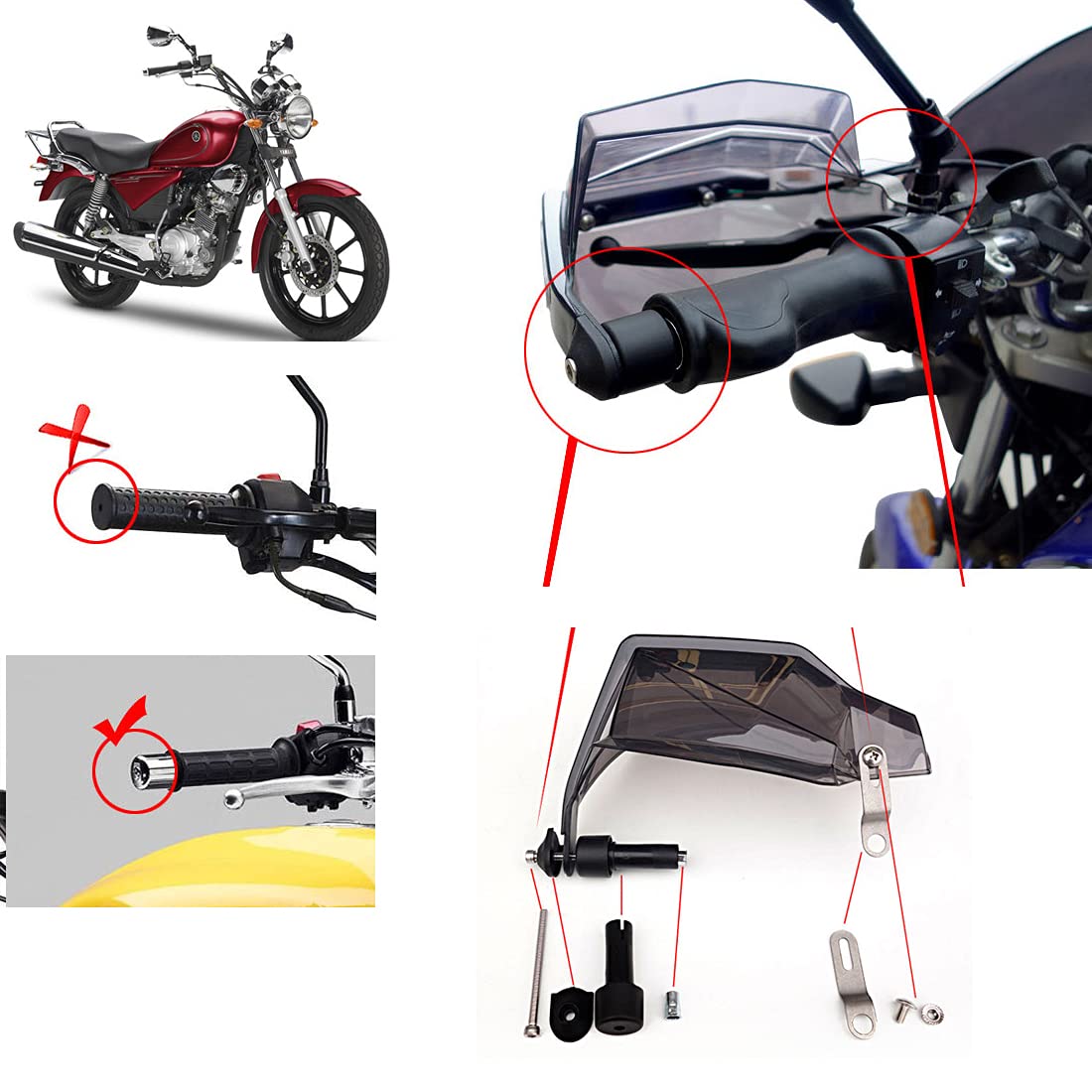 Protection des Mains de Moto 7/8 22mm Bouclier de Protection de la poignée avec Signal Lumineux pour Les Scooters de Motocross