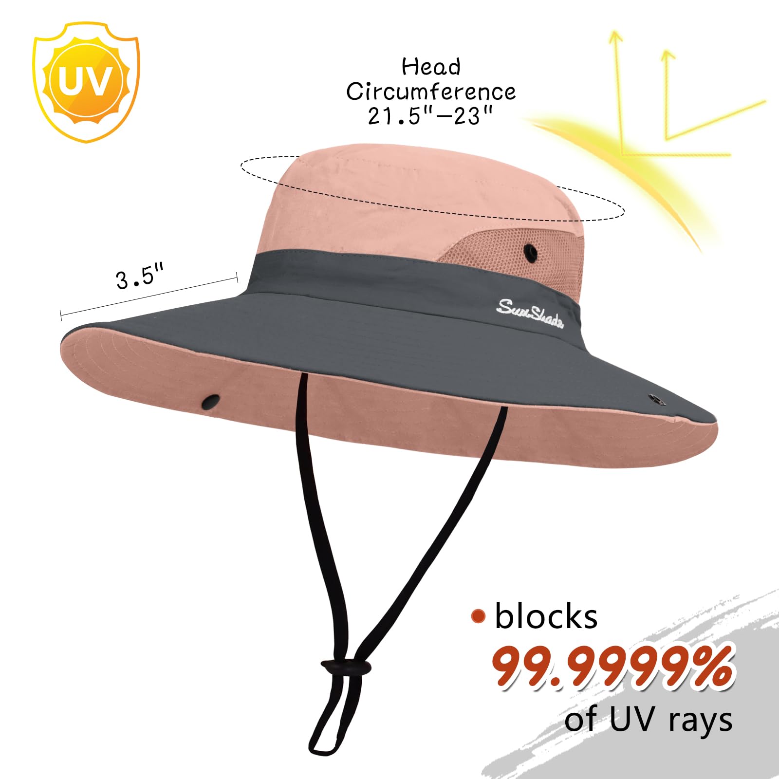ZOORON Sombrero de safari para mujer, ala ancha, protección UV, para exteriores, plegable, para playa, verano, pesca