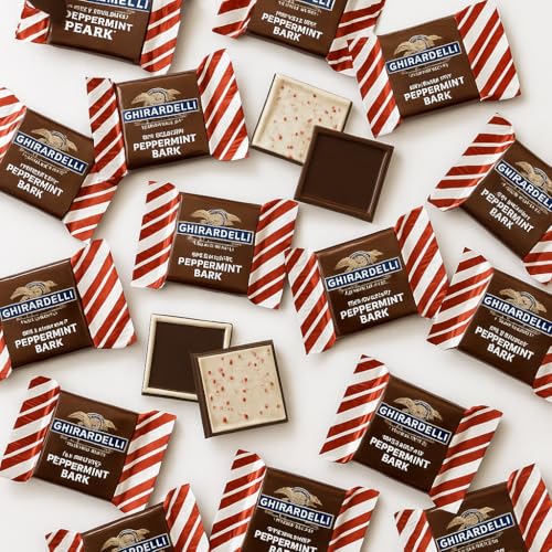 Ghrardlli Dark Chocolate Peppermint Bark Squares – Individually Wrapped Holiday