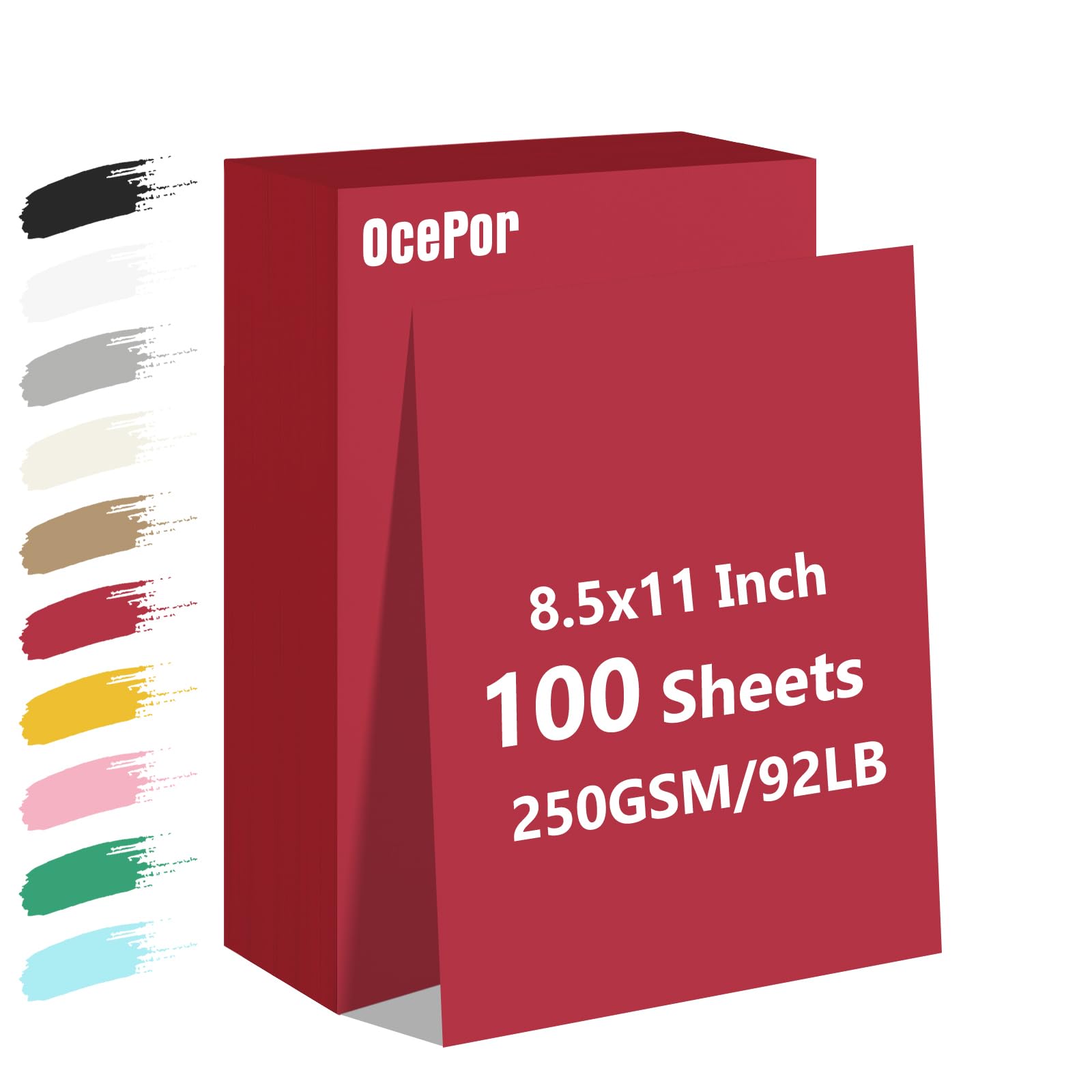 OcePor 100 Sheets Valentine's Day Red Cardstock Paper, Colored Printer Paper 8.5 x 11, Card Stock Thick Construction for Craft,Scrapbook，Office
