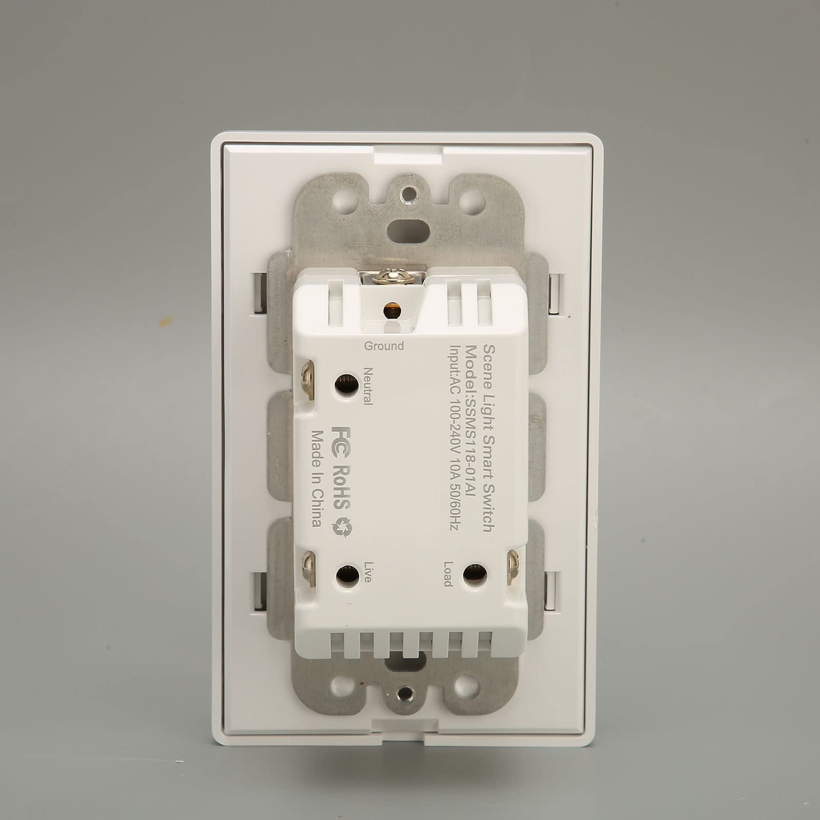 Interruptor de Luz Regulable Inteligente WiFi para, Luz Nocturna RGB en la Pared, Interruptor de Inalámbrico para Dormitorio Infantil, PC, Metal Blanco